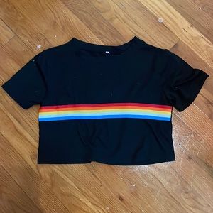 Black Crop-Top w/ Rainbow